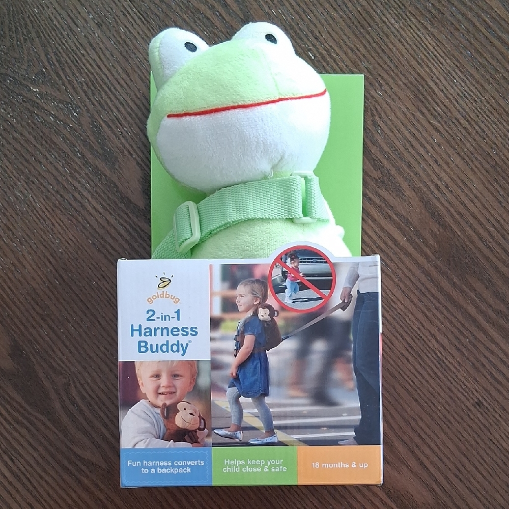 NEW Goldbug 2 In 1 Harness Buddy, Frog, Green